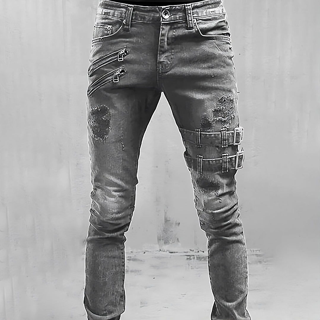 Jean Homme Style Moderne Avec Boucles Et Fermetures Éclair 2