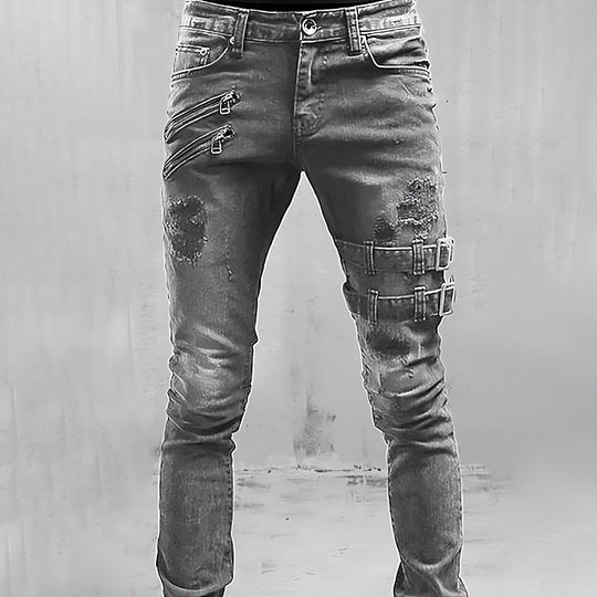 Jean Homme Style Moderne Avec Boucles Et Fermetures Éclair 2