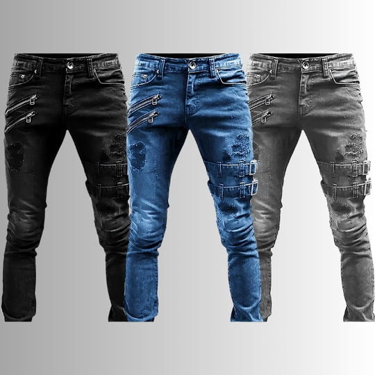 Jean Homme Style Moderne Avec Boucles Et Fermetures Éclair 3