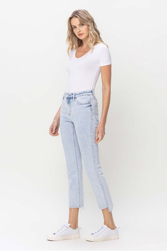 Jeans Droits Taille Haute Denim Clair 2