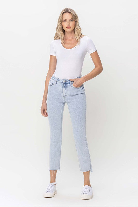 Jeans Droits Taille Haute Denim Clair 3