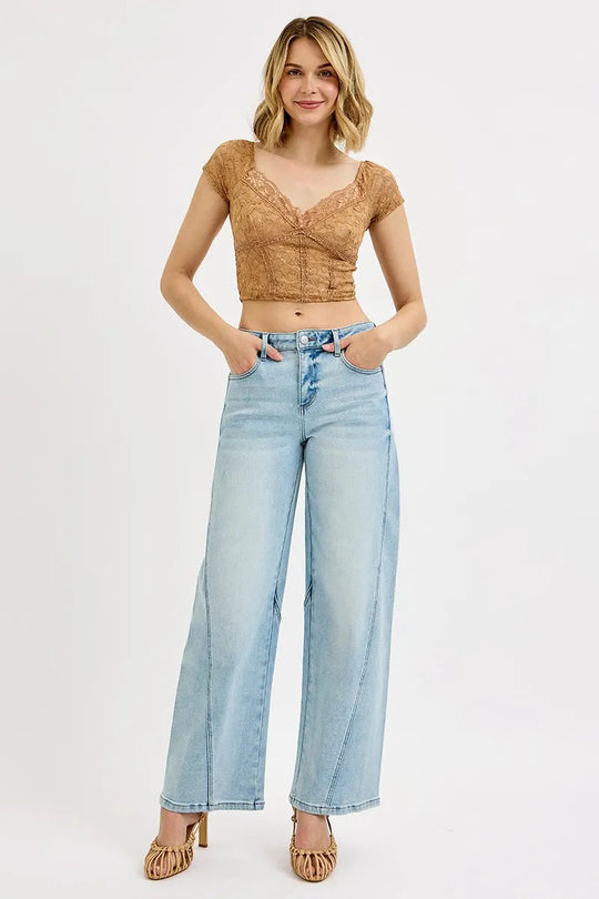 Jeans Femme Barrel Taille Mi-Haute Denim Confort 1