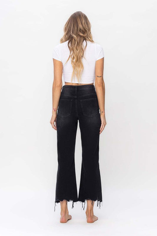 Jeans Femme Crop Flare Vintage Années 90 Noir 4