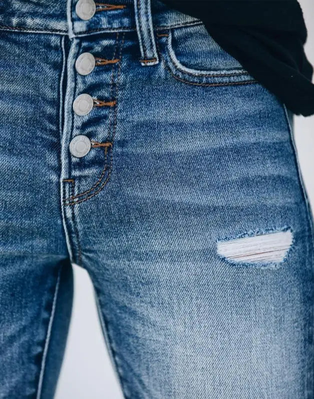 Jeans Femme Détail Déchiré Style Moderne Coupe Ajustée 5