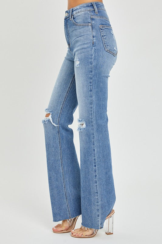 Jeans Femme Flare Taille Haute Denim Distressé 2