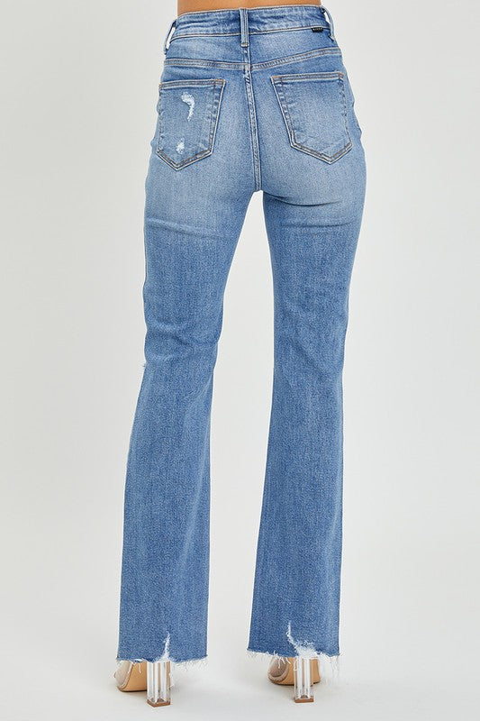 Jeans Femme Flare Taille Haute Denim Distressé 3