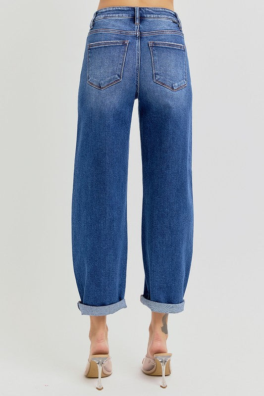 Jeans Femme Taille Haute Coupe Évasée Denim Moyen 2