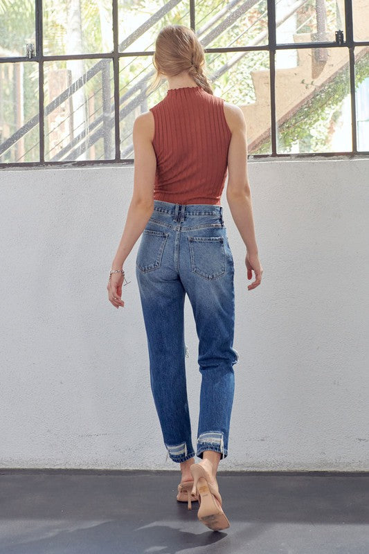 Jeans Femme Taille Haute Coupe Mom Denim 3