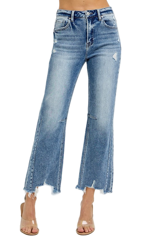 Jeans Femme Taille Haute Détresse Coupe Droite 0