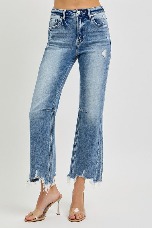 Jeans Femme Taille Haute Détresse Coupe Droite 1