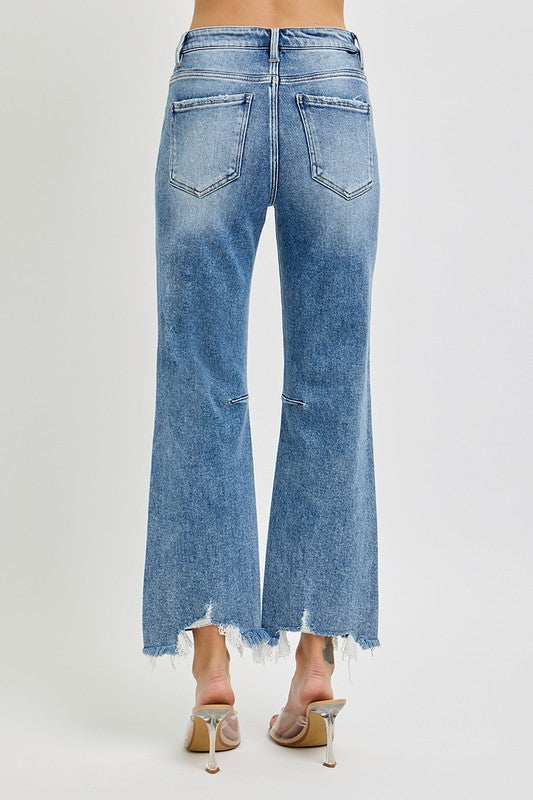 Jeans Femme Taille Haute Détresse Coupe Droite 4