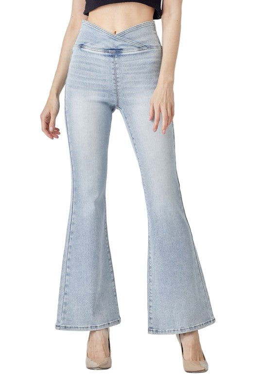 Jeans Femme Taille Haute Évasés Denim Clair 0