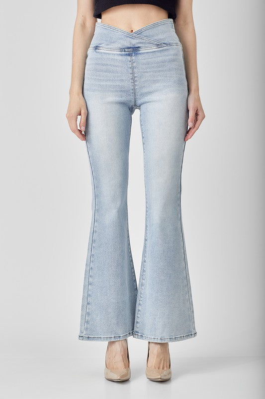 Jeans Femme Taille Haute Évasés Denim Clair 1
