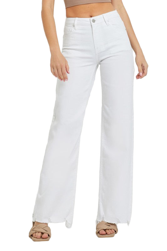 Jeans Femme Taille Haute Large Blanc 0