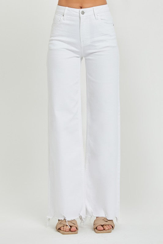 Jeans Femme Taille Haute Large Blanc 1