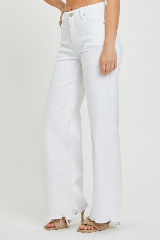 Jeans Femme Taille Haute Large Blanc 2