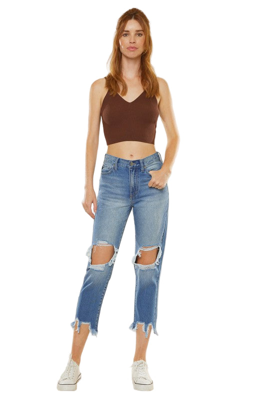 Jeans Femme Taille Haute Mom Fit Denim 0