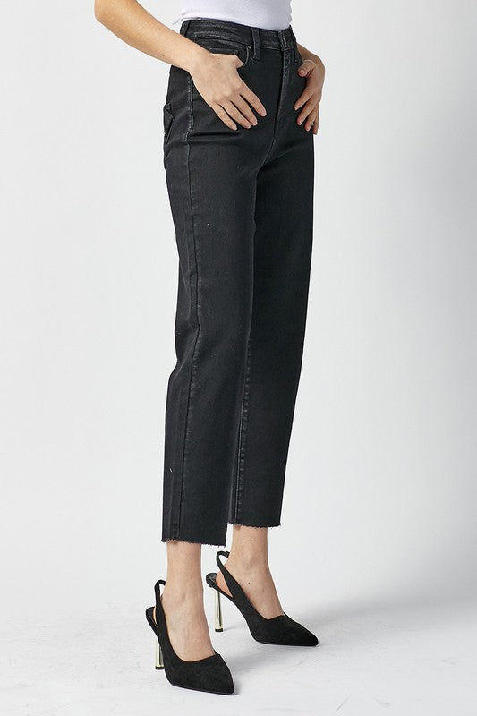 Jeans Femme Taille Haute Mom Fit Denim Délavé 1
