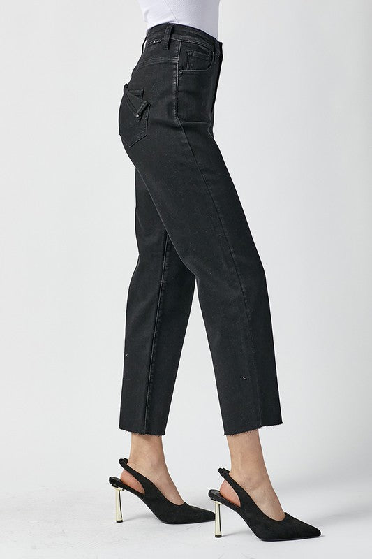 Jeans Femme Taille Haute Mom Fit Denim Délavé 2