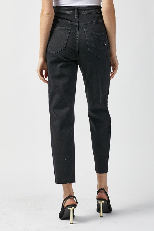 Jeans Femme Taille Haute Mom Fit Denim Délavé 3