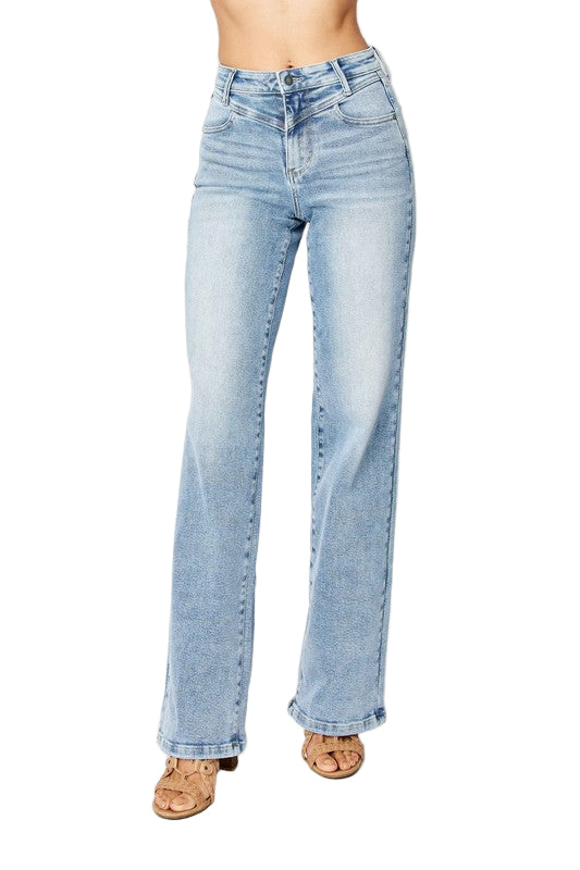 Jeans Retro Taille Haute avec Yoke Avant 0