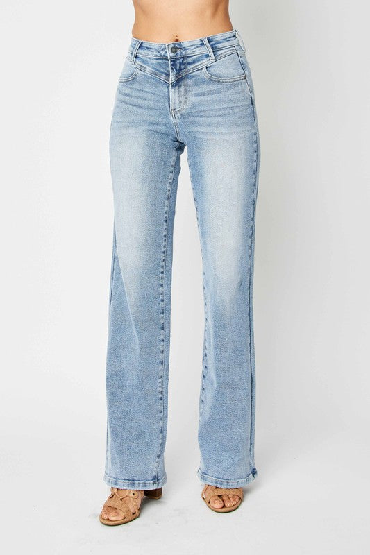 Jeans Retro Taille Haute avec Yoke Avant 2