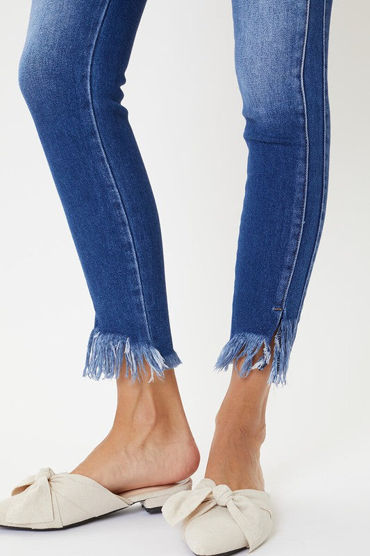 Jeans Skinny Taille Haute Détails Ourlet Femme 5