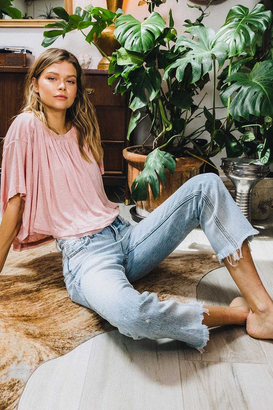 Jeans droits taille haute pour femmes en denim léger 2