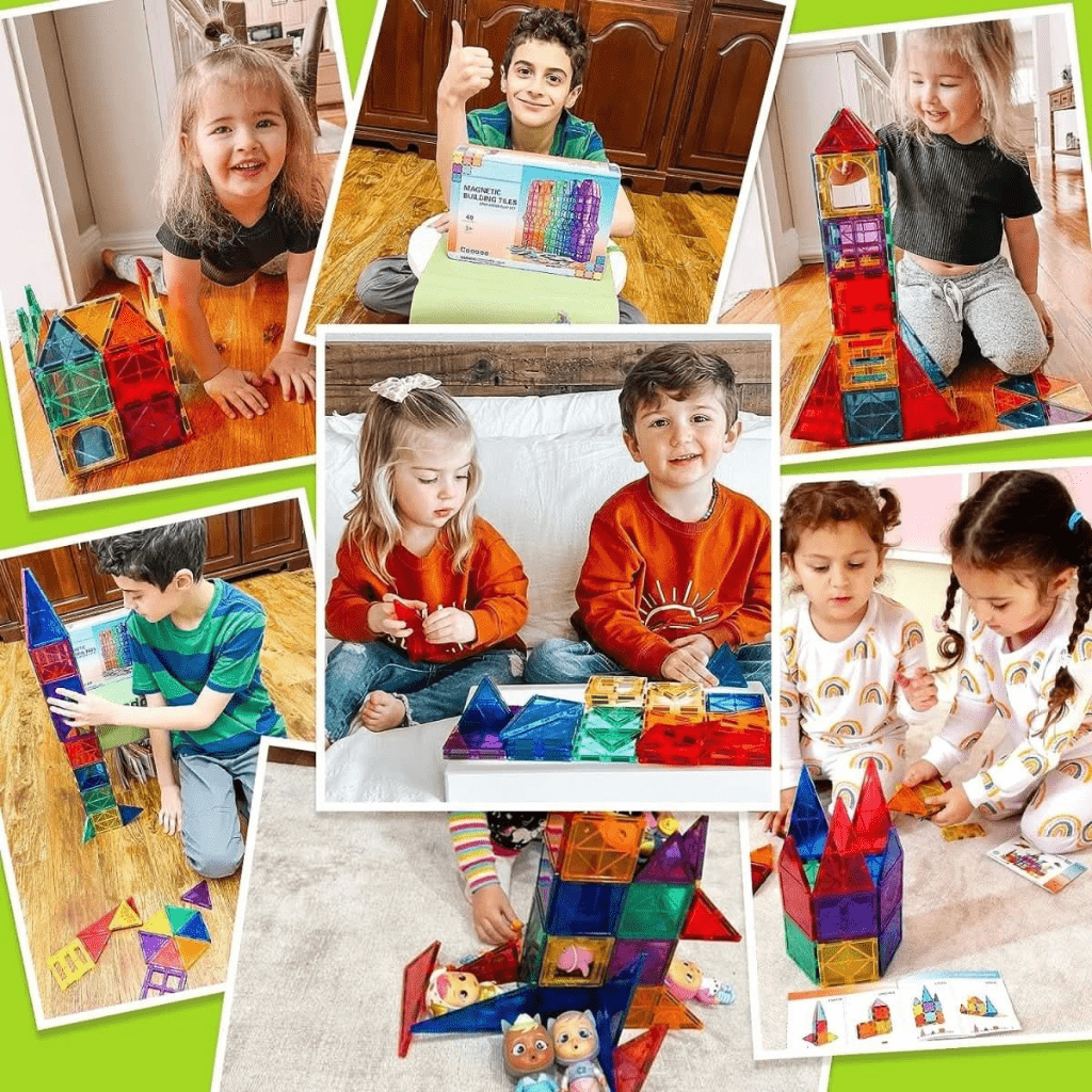 Jeu Éducatif Tuiles Magnétiques Montessori pour Enfants - Construction Créative et Apprentissage Ludique 2