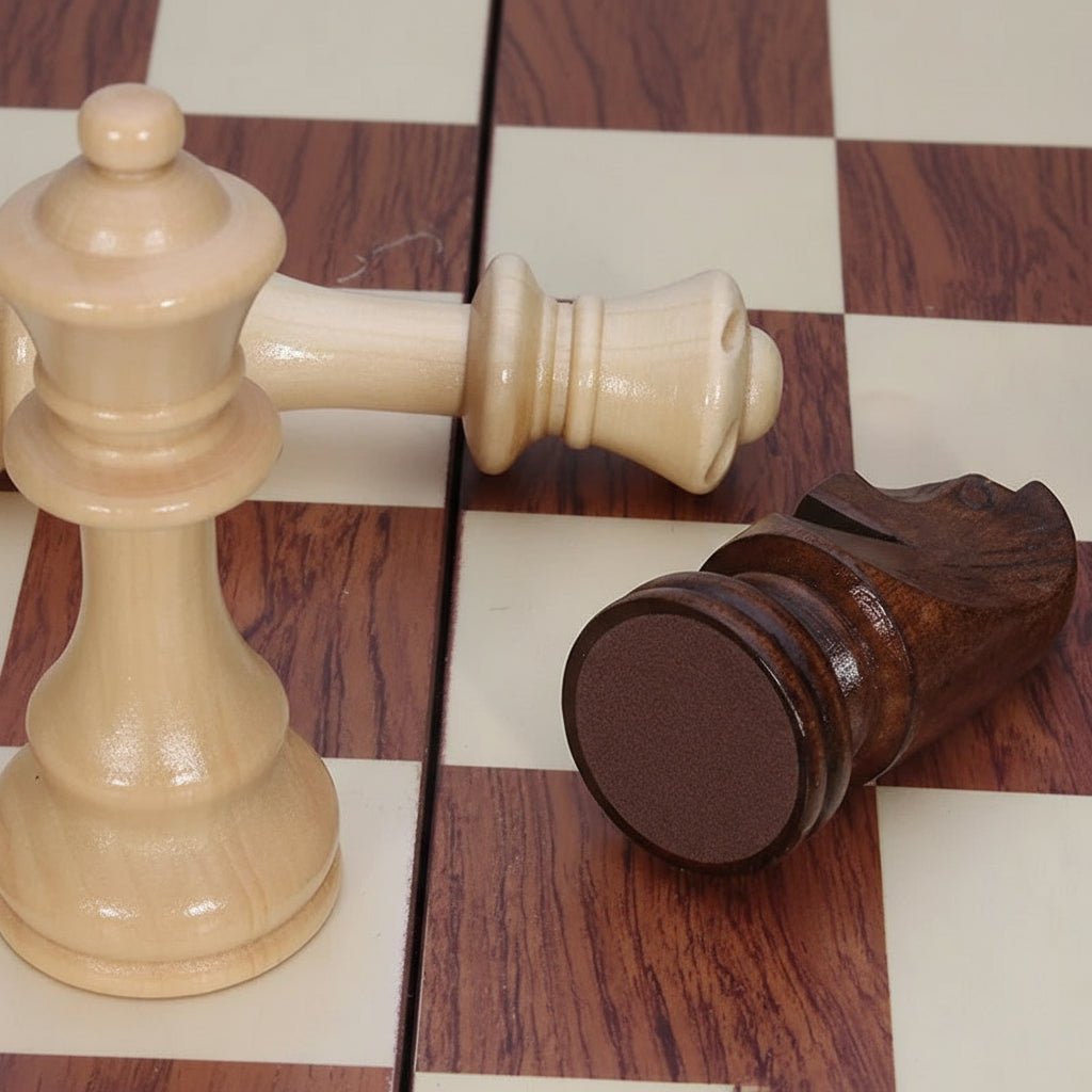 Jeu d'échecs en bois pliable avec pièces en bois massif 1