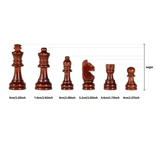 Jeu d'échecs en bois pliable avec pièces en bois massif 4