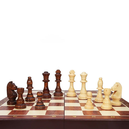 Jeu d'échecs en bois pliable avec pièces en bois massif 5