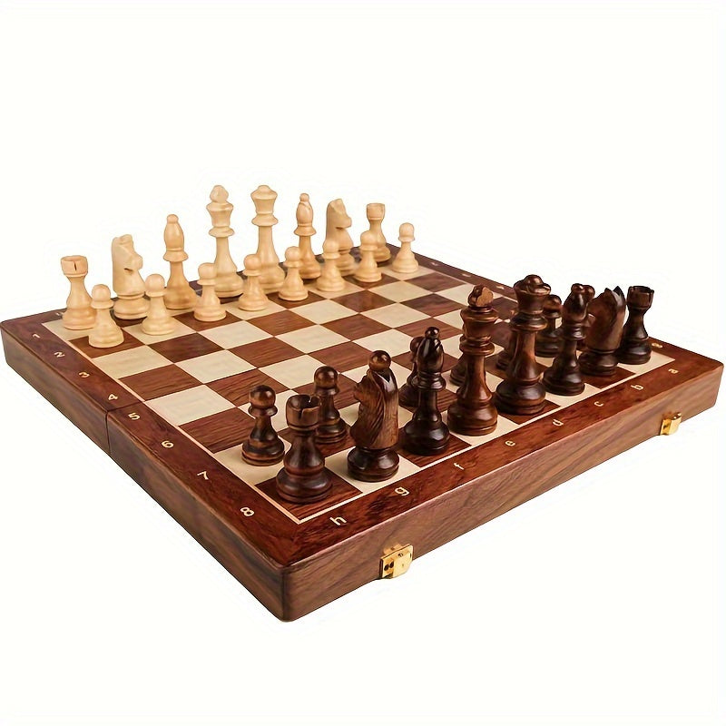 Jeu d'échecs en bois pliable avec pièces sculptées 1