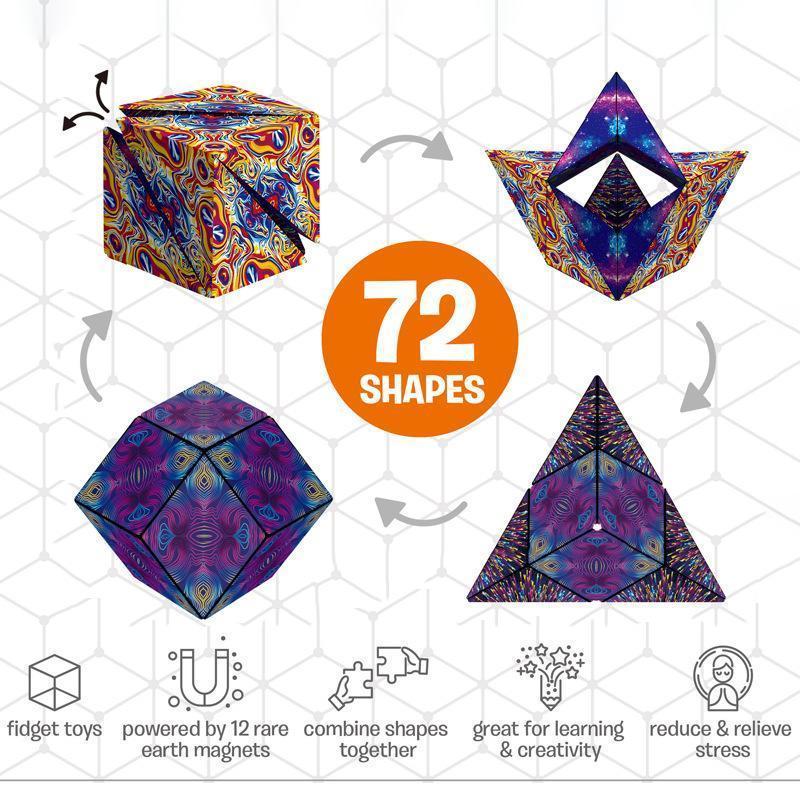 Jeu de puzzle transformable pour tous avec cube magnétique multicolore 3