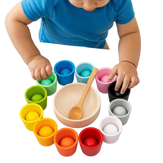 Jeu éducatif Montessori pour enfants - Boules et tasses colorées 0