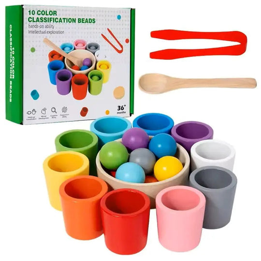 Jeu éducatif Montessori pour enfants - Boules et tasses colorées 1