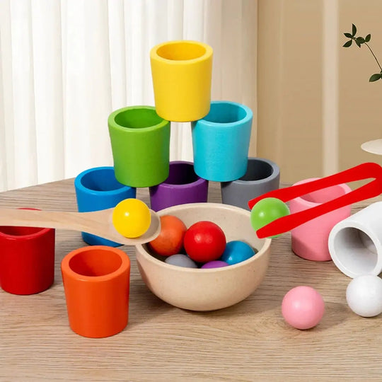 Jeu éducatif Montessori pour enfants - Boules et tasses colorées 2