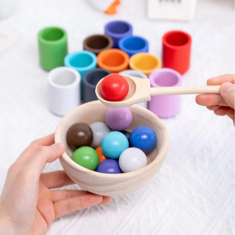 Jeu éducatif Montessori pour enfants - Boules et tasses colorées 3