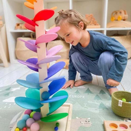 Jouet Éducatif en Bois pour Enfants - Arbre en Marbre Arc-en-Ciel Montessori 2