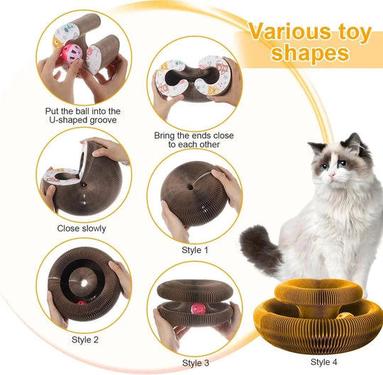Jouet Pour Chat Planche À Gratter Ronde Avec Balle Intégrée 3