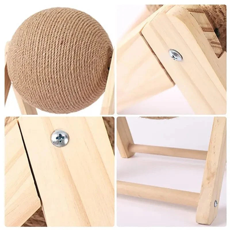 Jouet à Griffer pour Chats en Bois et Sisal Triangulaire 4