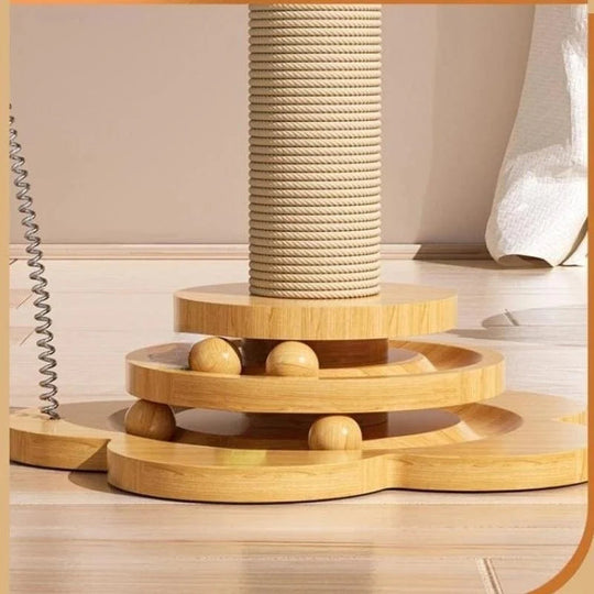 Jouet en Bois pour Chats avec Plateau Tournant 2
