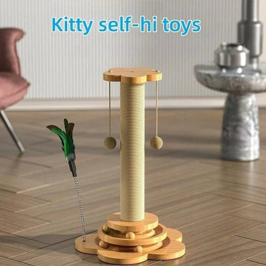 Jouet en Bois pour Chats avec Plateau Tournant 3