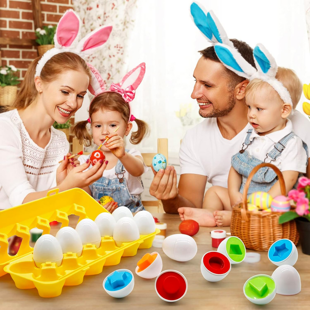 Jouets Éducatifs pour Enfants - Oeufs Géométriques Colorés 0