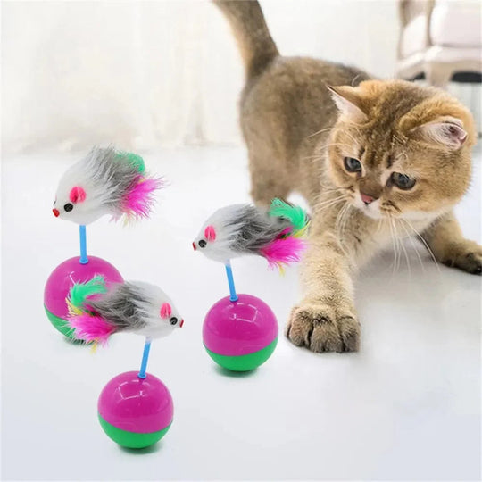 Jouets pour Chats en Peluche avec Plumes Colorées 1