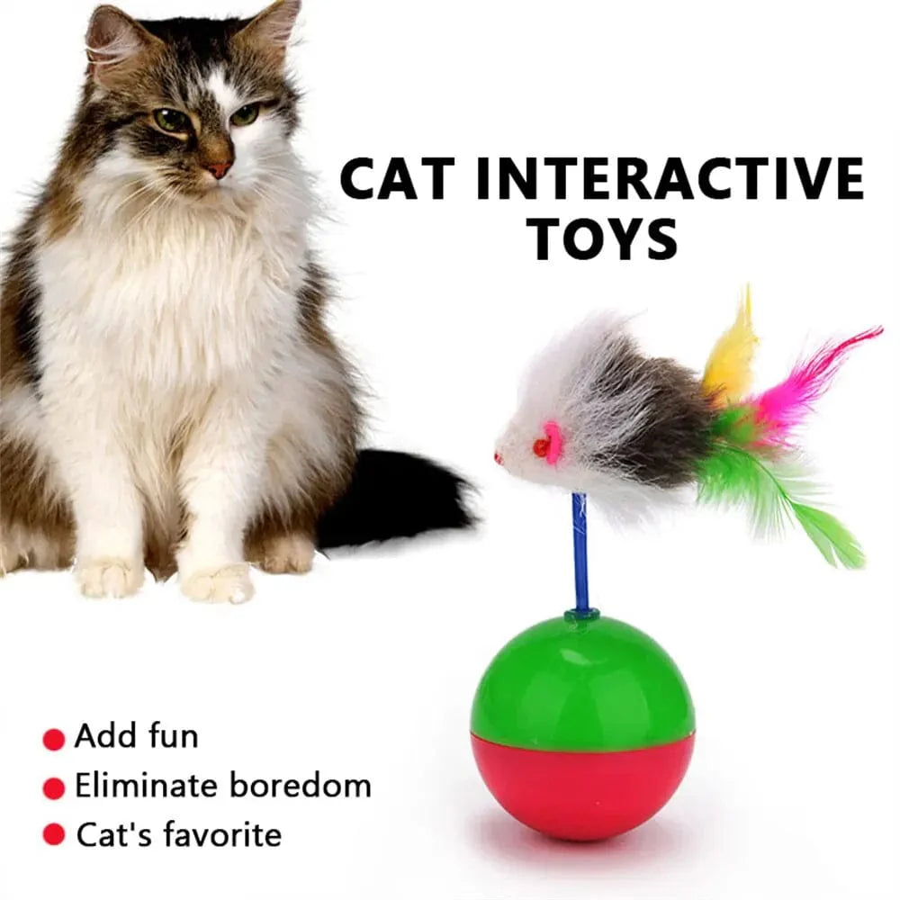 Jouets pour Chats en Peluche avec Plumes Colorées 2