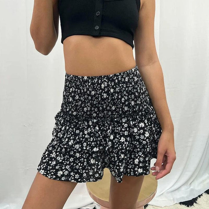 Jupe Femme Mini A-Ligne Volants Taille Haute Tissu Doux Mélangé 11