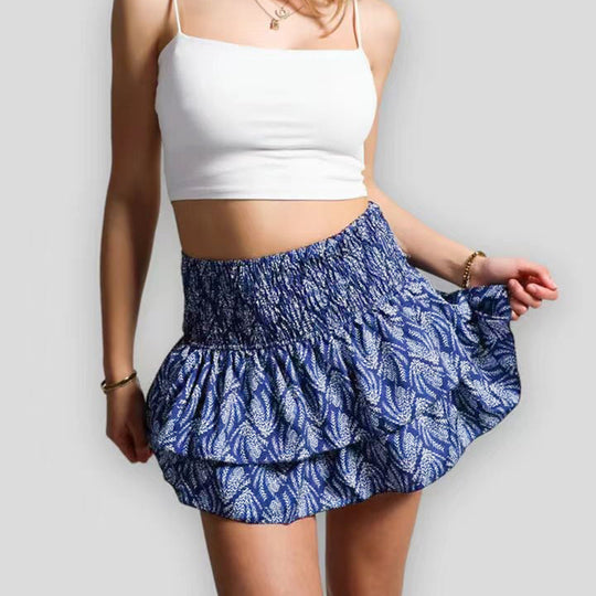 Jupe Femme Mini A-Ligne Volants Taille Haute Tissu Doux Mélangé 6