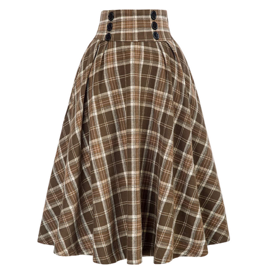 Jupe Longue Femme À Carreaux Taille Haute Élégante 0