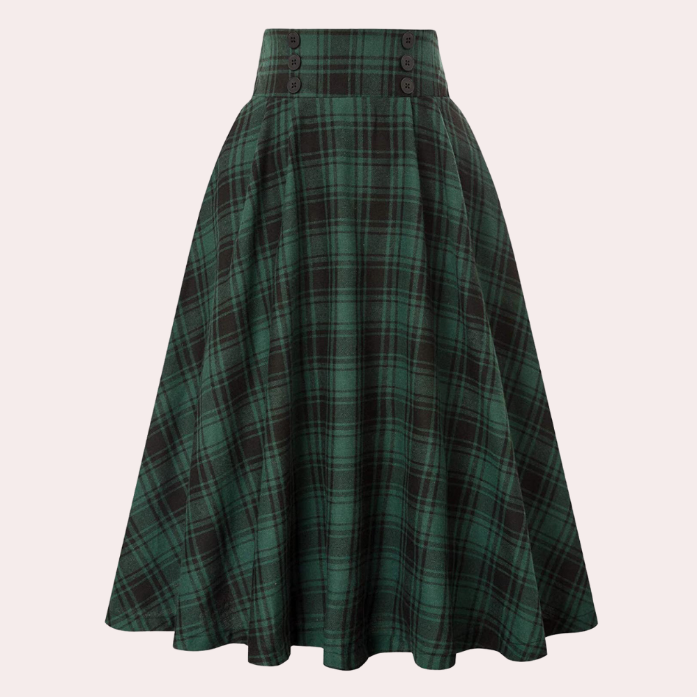 Jupe Longue Femme À Carreaux Taille Haute Élégante 3